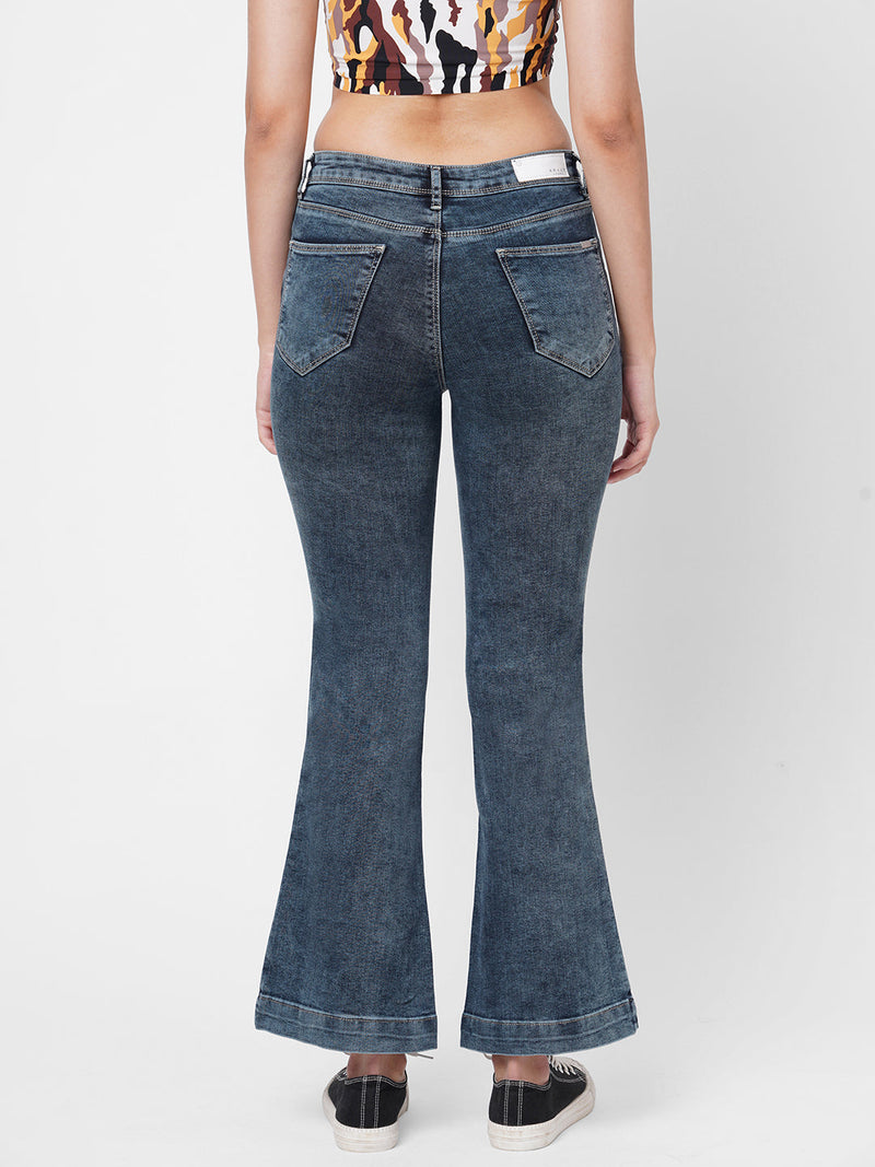 K5013 High-Rise Flared Jeans - Light Blue