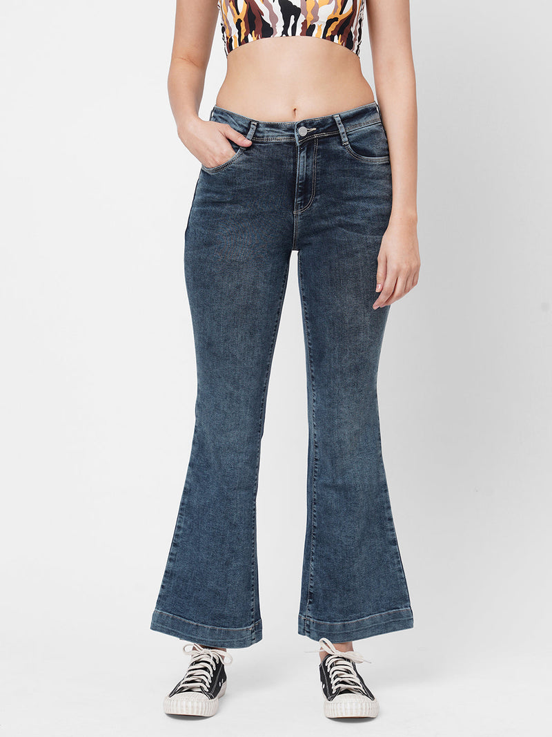 K5013 High-Rise Flared Jeans - Light Blue