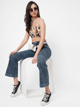 K5013 High-Rise Flared Jeans - Light Blue