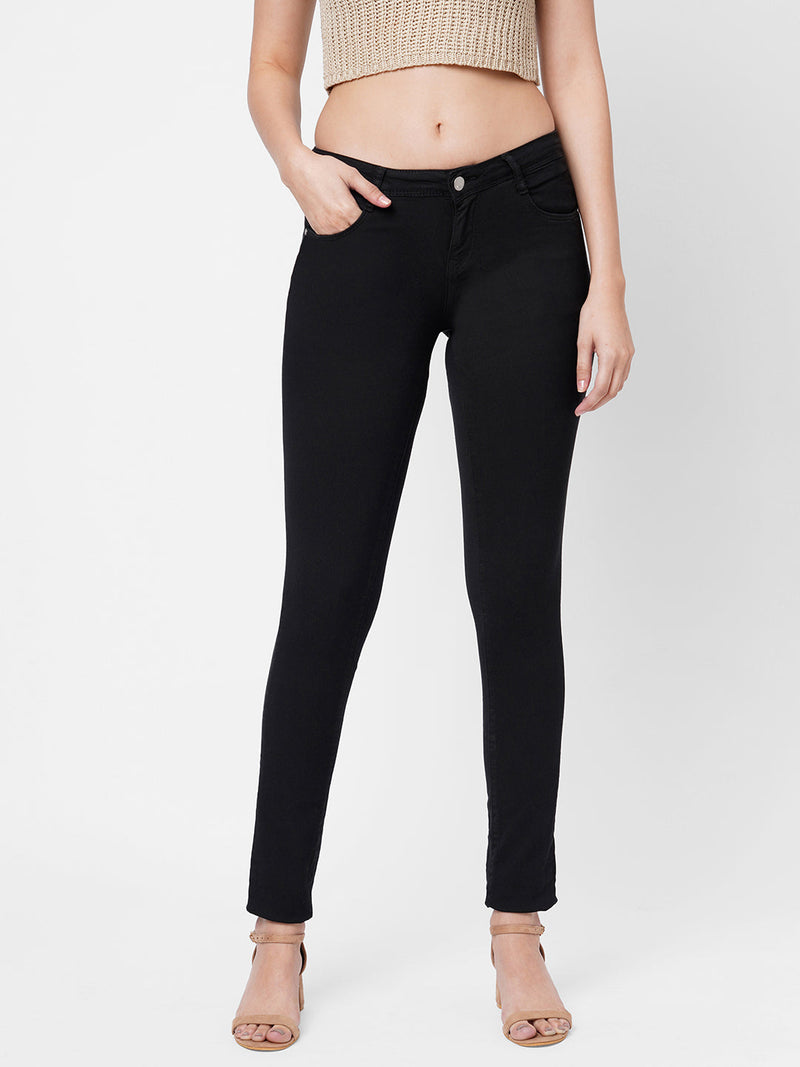 K3006 Mid-Rise Skinny Full Length Jeans - Black