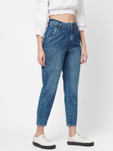 High-Rise Baggy Fit Jeans - Mid Blue