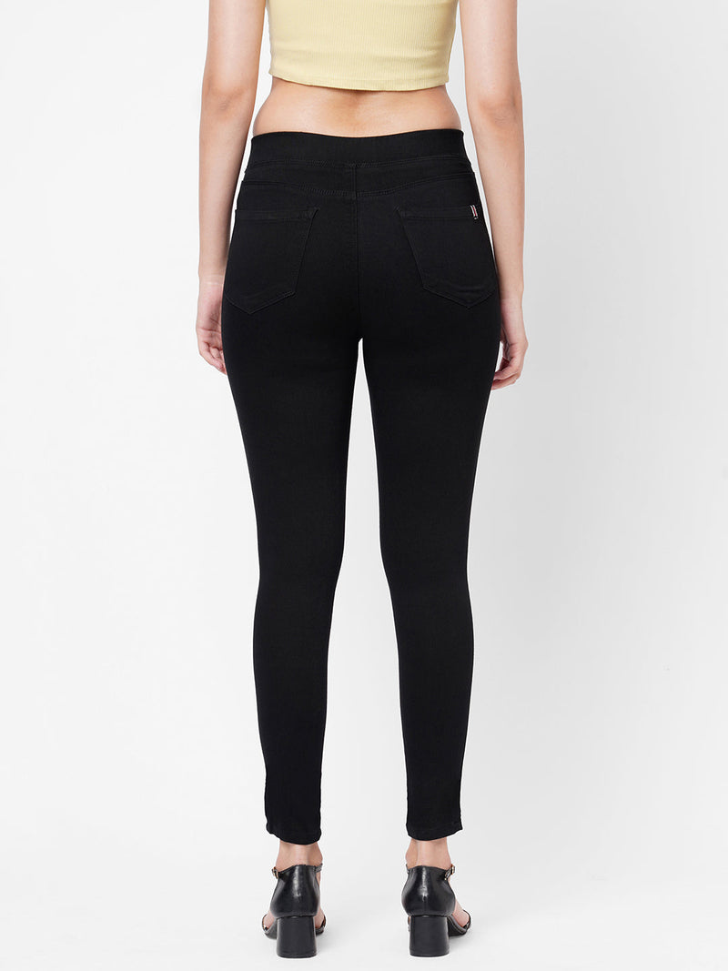K3081 Mid-Rise Denim Legging - Black