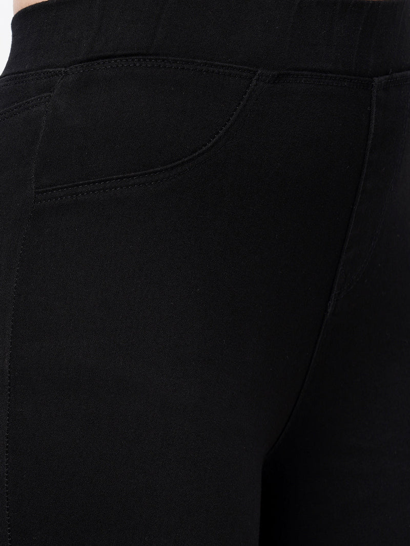 K3081 Mid-Rise Denim Legging - Black