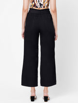 High-Rise Paper Bag Culottes - Black