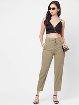 High-Rise Baggy Fit Jeans - Olive