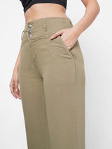 High-Rise Baggy Fit Jeans - Olive