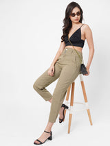High-Rise Baggy Fit Jeans - Olive
