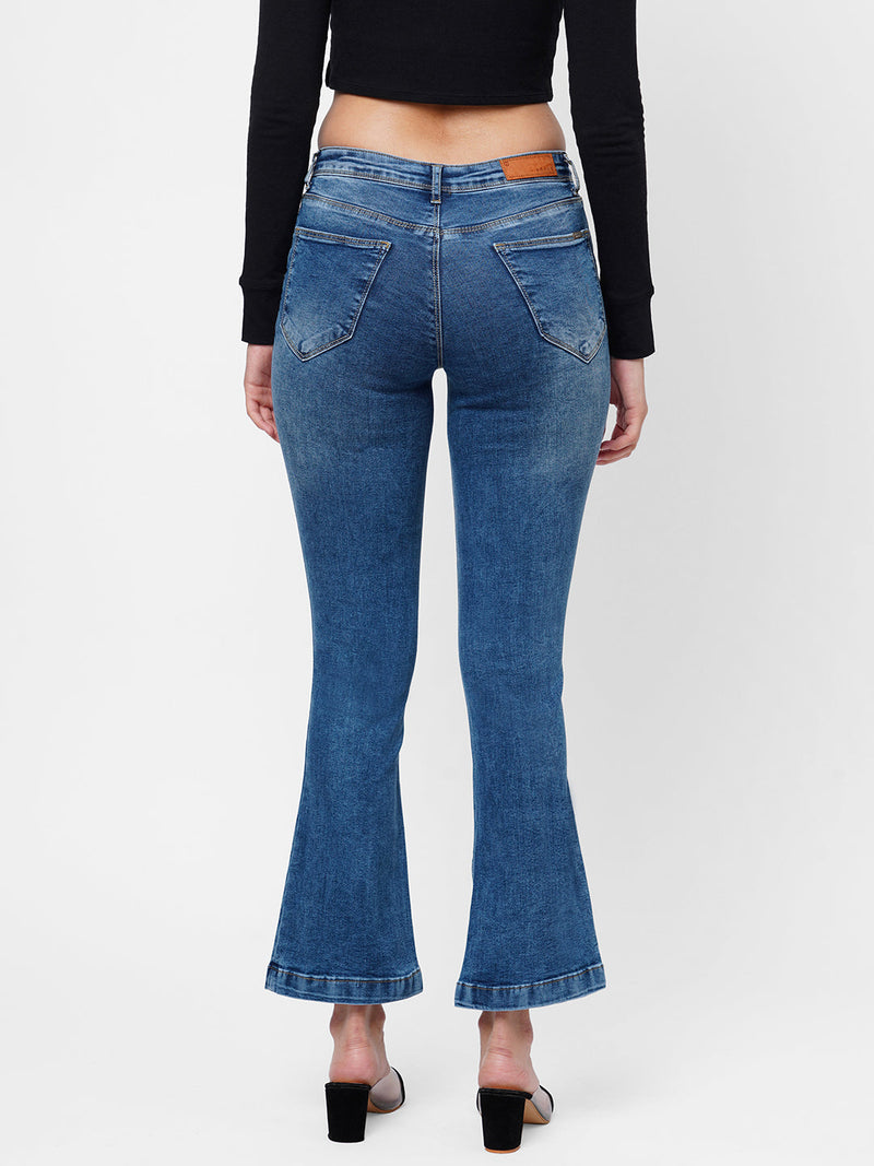 K5013 High-Rise Flared Jeans - Blue