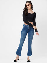 K5013 High-Rise Flared Jeans - Blue