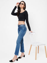 K5013 High-Rise Flared Jeans - Blue