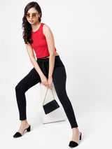 High-Rise Paper Bag Tregging - Black
