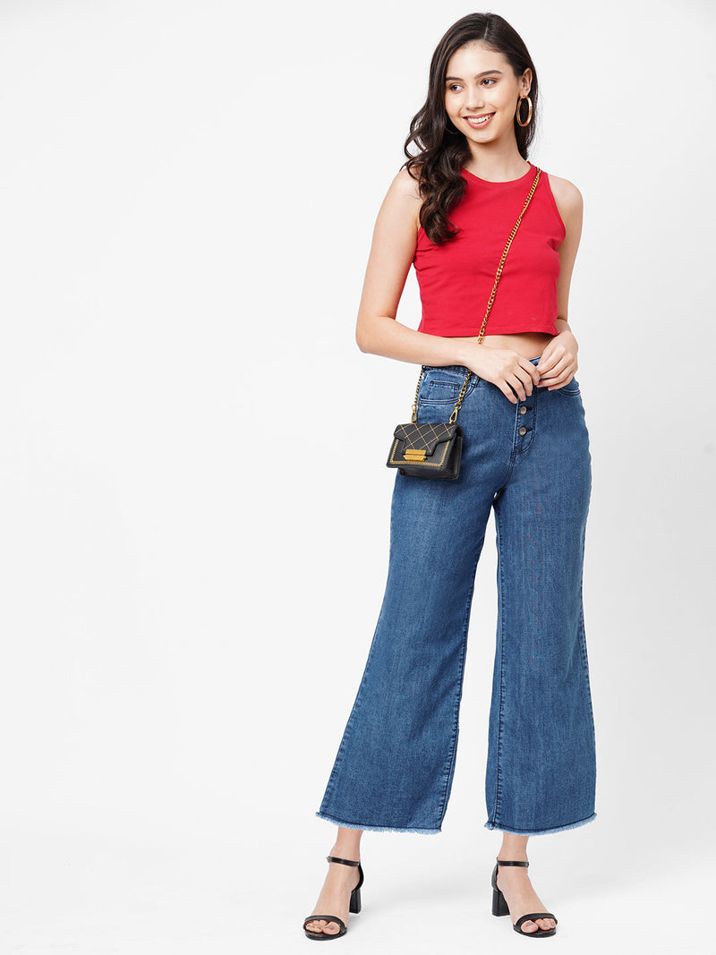 K5031 High-Rise Wide Leg Jeans - Blue