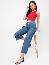 K5031 High-Rise Wide Leg Jeans - Blue